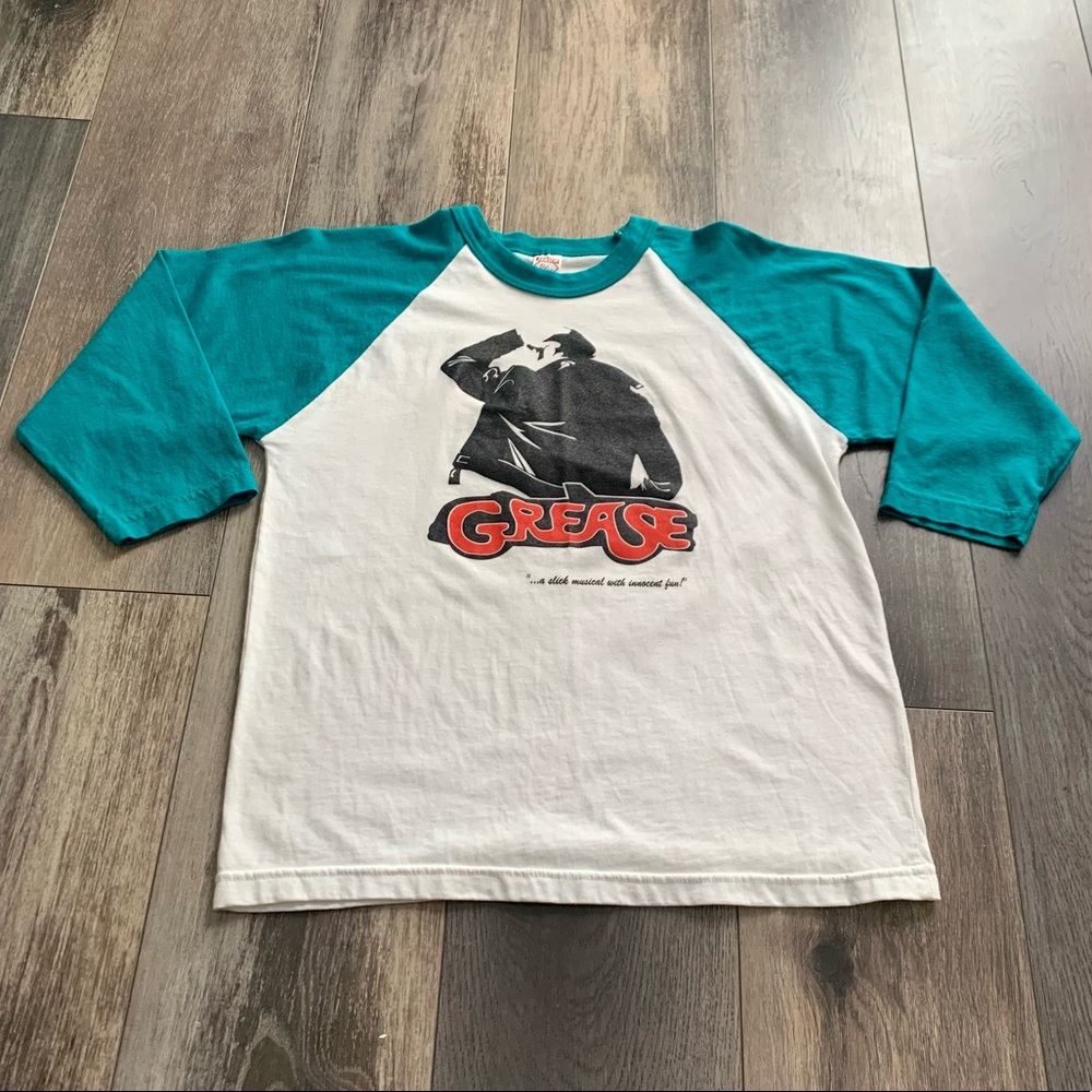 GREASE The Musical ‘06 Cast Baseball-Style Shirt White Teal Blue